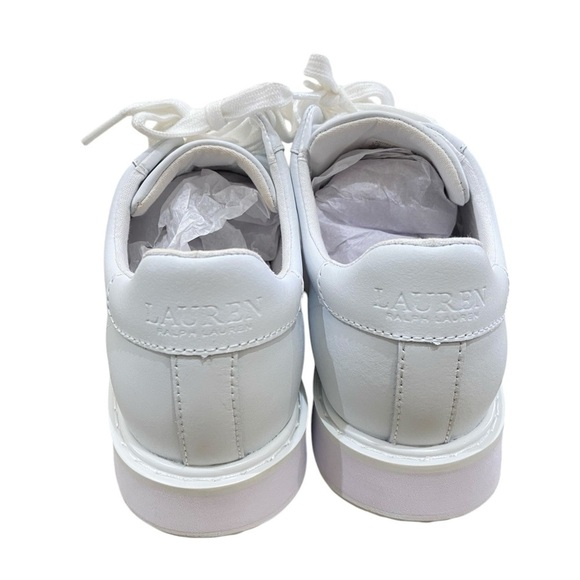 NWT Lauren Ralph Lauren Angeline white cow leather lace up platform sneakers 9.5 - Picture 7 of 14